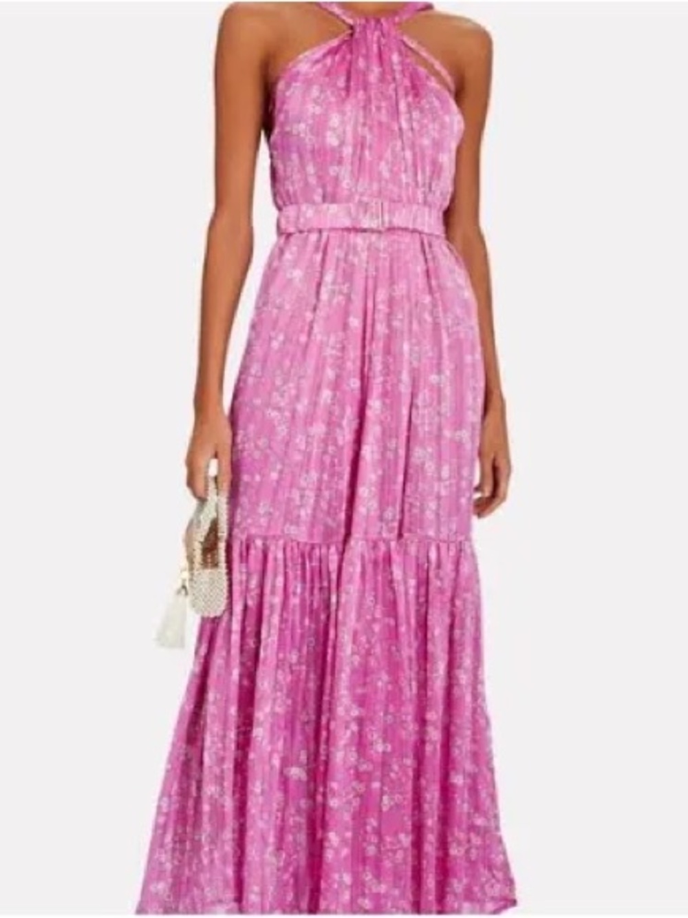 Sabina Musayev Pink Floral Halter-Neck Maxi - Altered to 5’1 Height